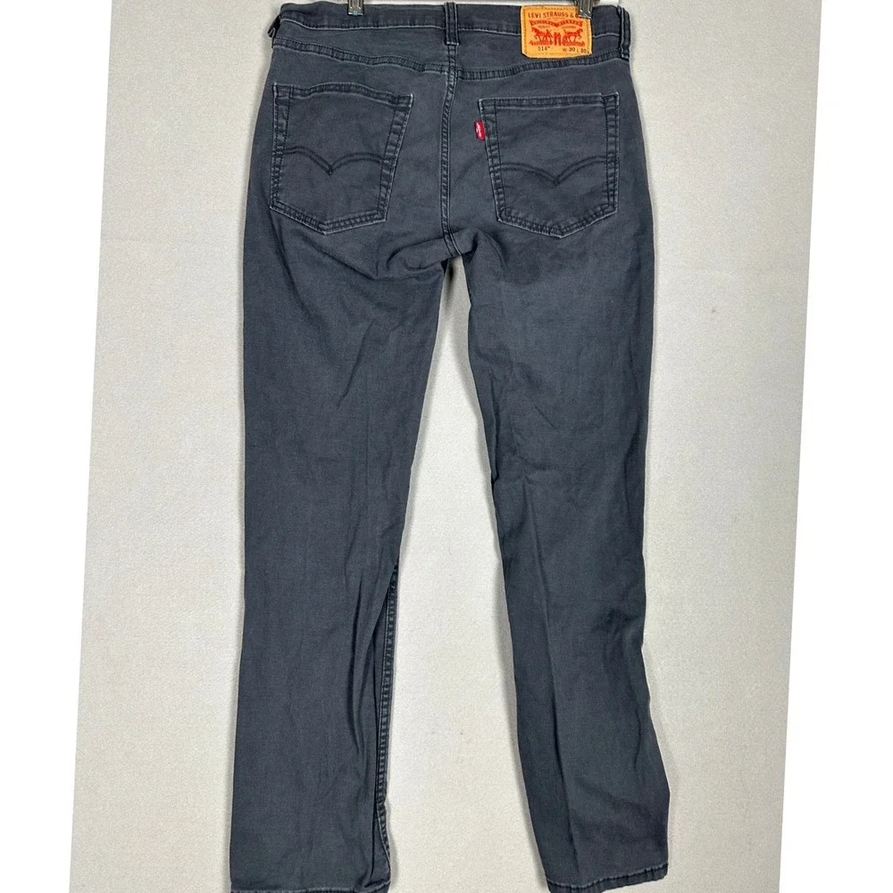 Levis 514 Jeans Mens 30X30 Dark Grey Straight Fit 5-Pocket Red Tab Stretch Denim